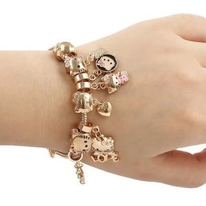 Hello Kitty Charm Bracelet Gold Adjustable– Gift Ready, Cute Collectible
